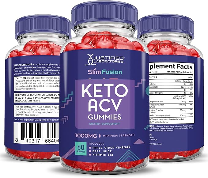 (2 Pack) Slim Fusion Keto ACV Gummies Advanced 1000MG Slimfusion Keto Gummies Formula Apple Cider Vinegar Formulated with Pomegranate Beet Juice Powder B12 Vegan Non GMO 120 Gummys