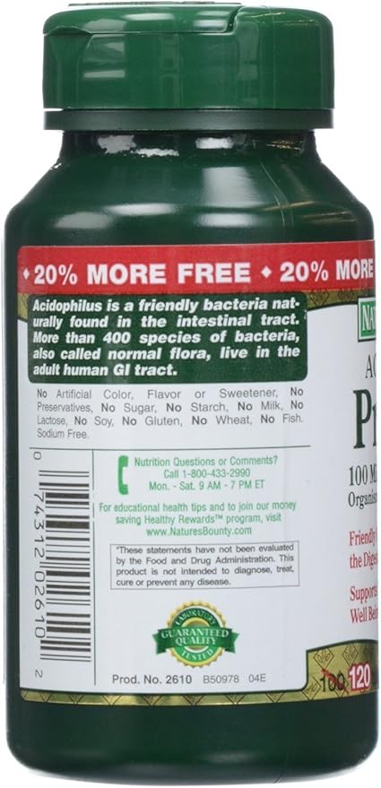 Nature's Bounty Nature's Bounty Probiotic Acidophilus, 360 Tablets (3 X 120 Count Bottles),, 360 Count ()