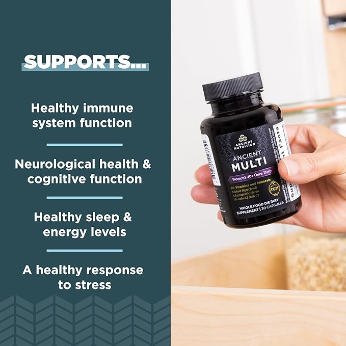 Ancient Nutrition Multivitamin for Women, Ancient Multi Women's 40+ Once Daily Vitamin Supplement, Vitamin B, Vitamin C and Vitamin K2, Folate and Iron Supplement, Supports Bone Health, 30ct