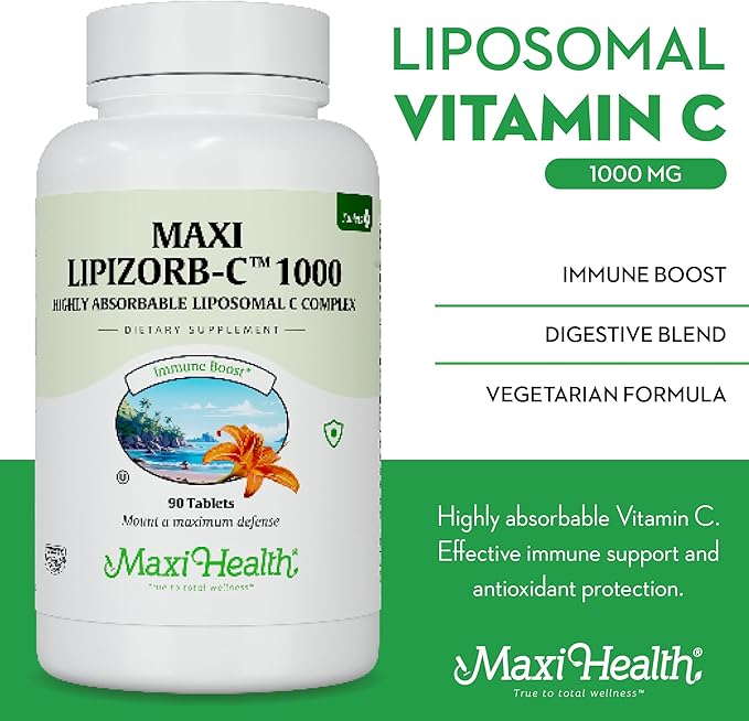 Liposomal Vitamin C - Liposomal VIT C - 1000mg Tablets with Digestive Blend - Highly Absorbable High Dose VitaminC - Non GMO Kosher Vegetarian Doctor-Formulated Immune Support Supplement (90 Count)