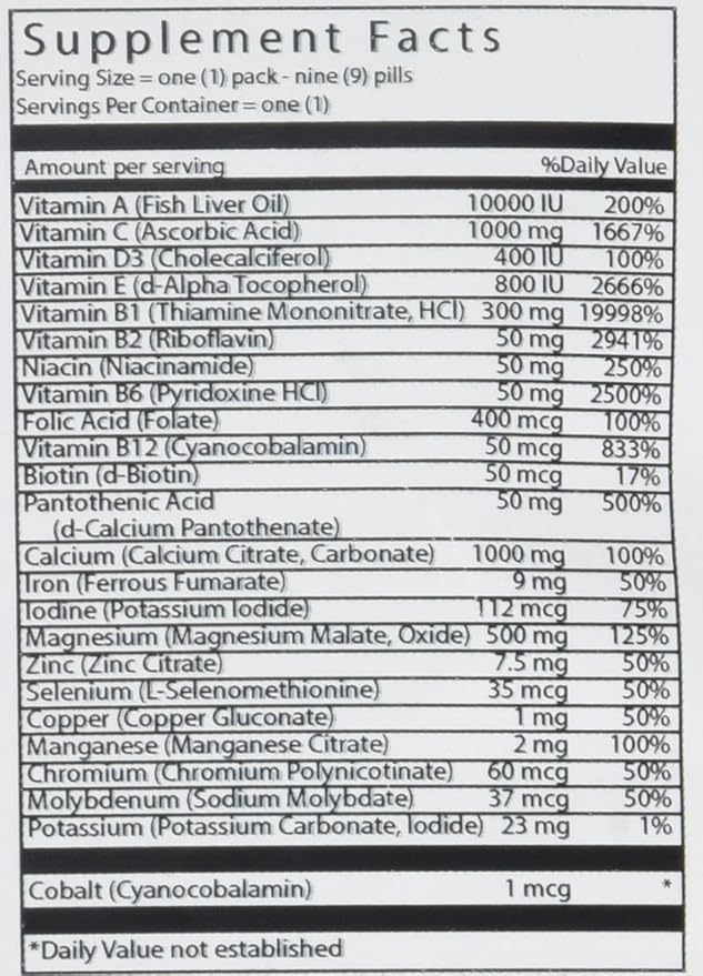 Vital Bulk Daily Health Kit Packet Multivitamin & Mineral Supplements 30 Count Bag