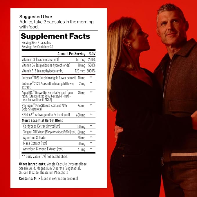 Mdrive Classic Testosterone Booster for Men, Support Healthy Prostate, Eyes, Joint, Energy, Stress Relief, KSM-66 Ashwagandha, Beta-Sitosterols, 60ct.
