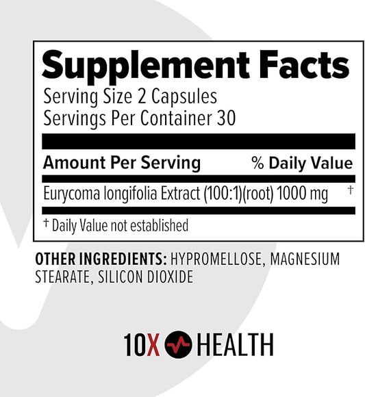 10X Health Alpha Testosterone Support - Muscle Builder & Testosterone Booster for Men with Tongkat Ali 1000mg, Muscle-enhancing Libido Booster & Testosterone Supplement for Men (60 Capsules, 2x Daily)