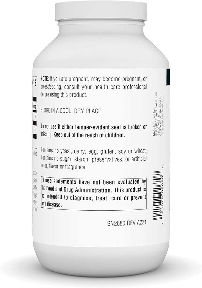 Source Naturals L-Lysine Free Form, 1000 mg - Amino Acid Supplement Supports Energy Formation & Collagen - 200 Tablets