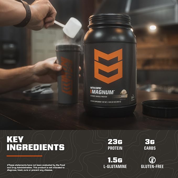 MTN OPS Magnum Vanilla Protein Powder | 23g of Whey Isolate Protein & Milk Protein with BCAAs | Zero Sugar & Gluten Free | Vanilla Milkshare, 30 Servings