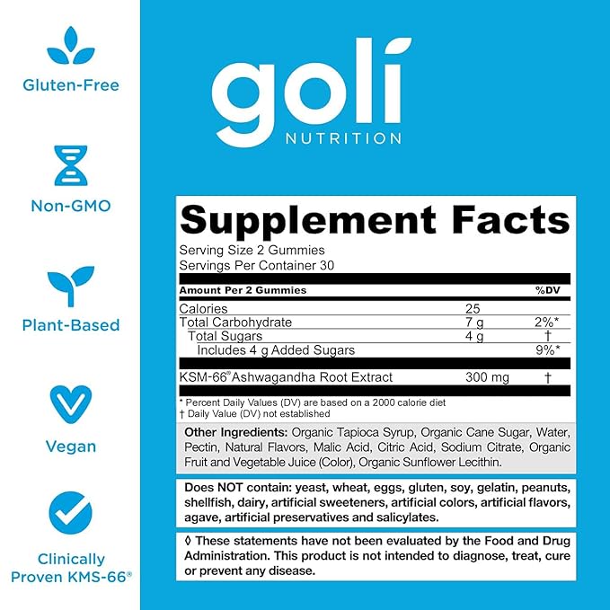 Goli Ashwagandha & Vitamin D Gummy 120 Count - Relax. Restore. Unwind. (Mixed Berry, KSM-66, Vegan, Plant Based, Non-GMO, Gluten-Free & Gelatin Free), Pack of 2