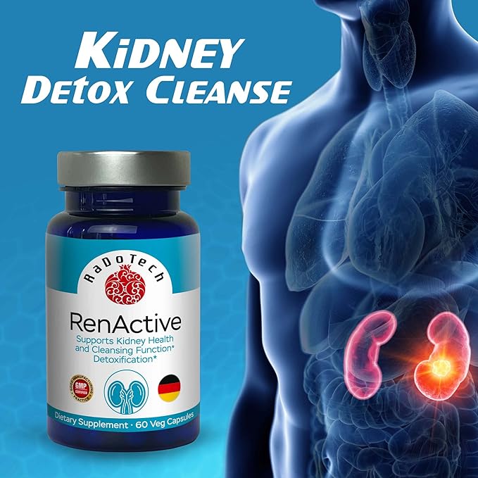 RenActive Kidney Detox Cleanse, Kidney Health Supplement for All-Natural Kidney Cleanse, Gut Health and Overall Wellness, 60 Veg Capsules, GMP