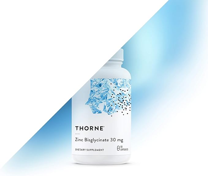 Thorne Zinc Bisglycinate 30mg - Daily Support for Skin, Eye & Immune System Health with Zinc Supplement Capsules - 60 Capsules