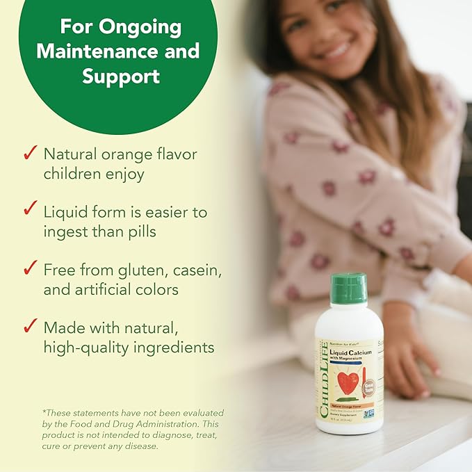 CHILDLIFE ESSENTIALS Liquid Calcium Supplement for Kids - Baby Calcium with Magnesium, Zinc, and Vitamin D3 - Orange Flavor, 16 fl oz (6 Pack)