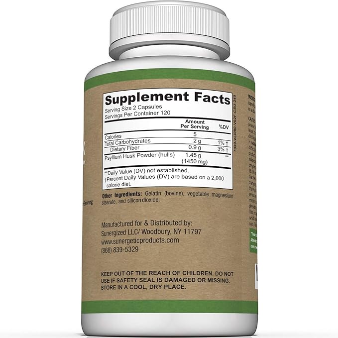 Premium Psyllium Husk Fiber Supplement 1450mg, 240 Capsules