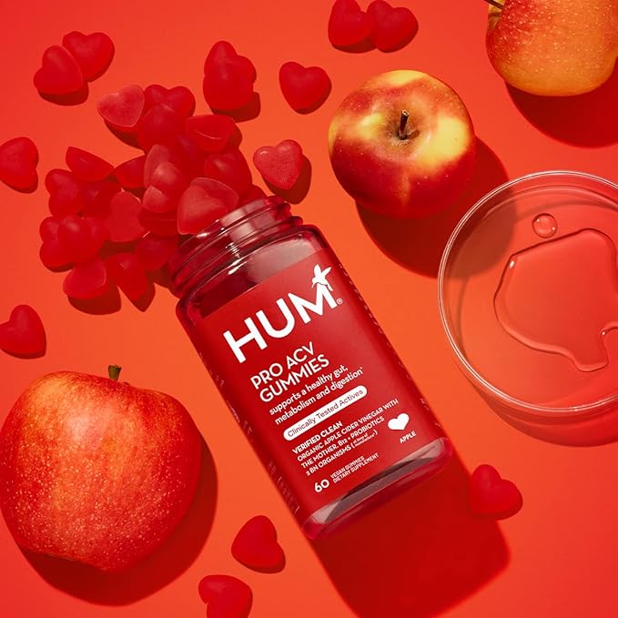 HUM Pro ACV Gummies -100% Organic Apple Cider Vinegar with The Mother, Probiotics for Digestive Health & B12 for Metabolism Support (60 Count)