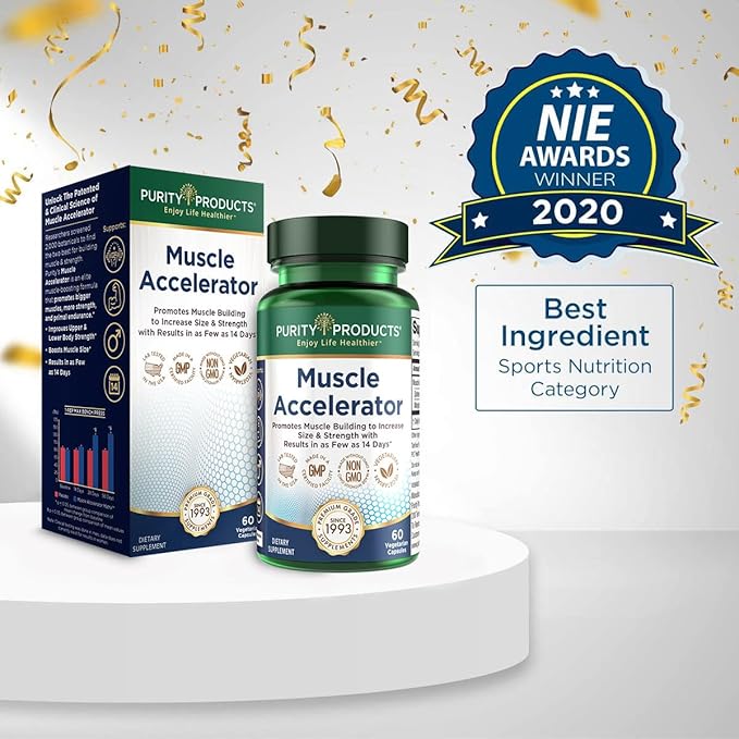 Purity Products Muscle Accelerator 650 mg Patented & Clinically Tested Muscle Accelerator Blend of Ayurvedic Herbal Extracts Promotes Strength, Endurance + Muscle Growth - 60 Veg Caps (2)