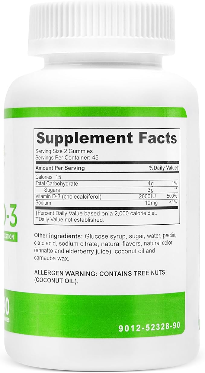 BariSlim Bariatric Vitamin D-3 Gummies - Specially Formulated Gummy Vitamin for Patients After Weight Loss Surgery - Easy to Digest and Great Tasting Fruit Flavors | 90 Fruit Chews