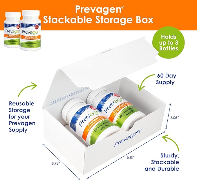 Prevagen Regular Strength 10mg, 30 Chewables |Orange-2 Pack| with Apoaequorin & Vitamin D with Attractive and Stackable Prevagen Storage Box