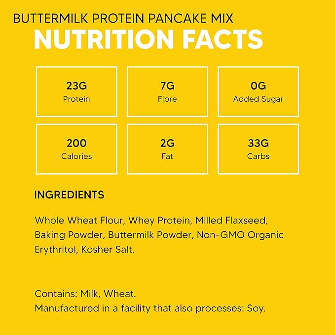 Flourish - Protein Pancake & Waffle Mix, Whey Protein Isolate & Flax Seed, Non-GMO, No Added Sugar, Superfood, High Protein & Fiber, Just Add Water - Buttermilk, 16oz