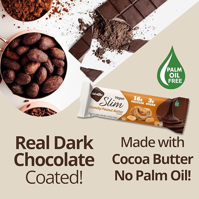 Nugo Slim Dark Chocolate Mint, 18g Vegan Protein, 3g Sugar, 6g Fiber, Low Net Carb, Keto Friendly, Gluten Free, 24 Count