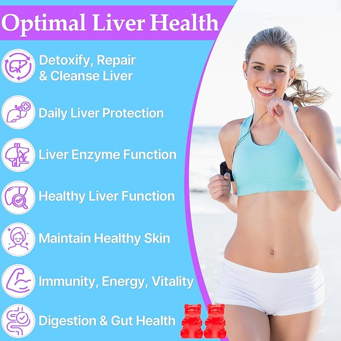 3000mg Liver Cleanse Detox & Repair Gummies | Milk Thistle 2000mg with Turmeric Dandelion Root & Artichoke for Liver Detox, Liver Support & Renew, Antioxidant, Gut, Skin - Fruit Flavor, 60 Gummies