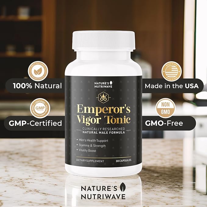 Emperor's Vigor Tonic - Original Supplements for Men's Health - 100% Natural, Non-GMO, Made in The USA, 6 Month Supply