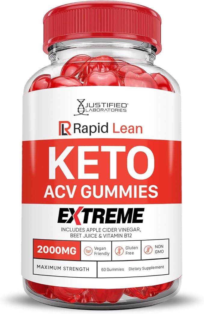 (2 Pack) Rapid Lean Keto ACV Gummies Extreme 2000MG Rapid Lean Keto Gummies Apple Cider Vinegar Formulated with Pomegranate Beet Juice Powder B12 Vegan Non GMO 120 Gummys