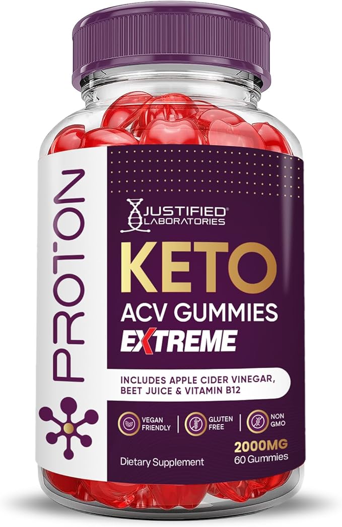(2 Pack) Proton Protein Keto ACV Gummies Extreme 2000MG Proton Keto Gummies Apple Cider Vinegar Formulated with Pomegranate Beet Juice Powder B12 Vegan Non GMO 120 Gummys