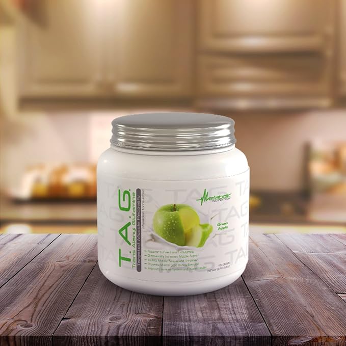 Metabolic Nutrition, TAG, Trans Alanyl Glutamine, 100% L-Glutamine Peptide Powder, Pre Intra Post Workout Supplement, 400 Grams (40 Servings) (Green Apple)