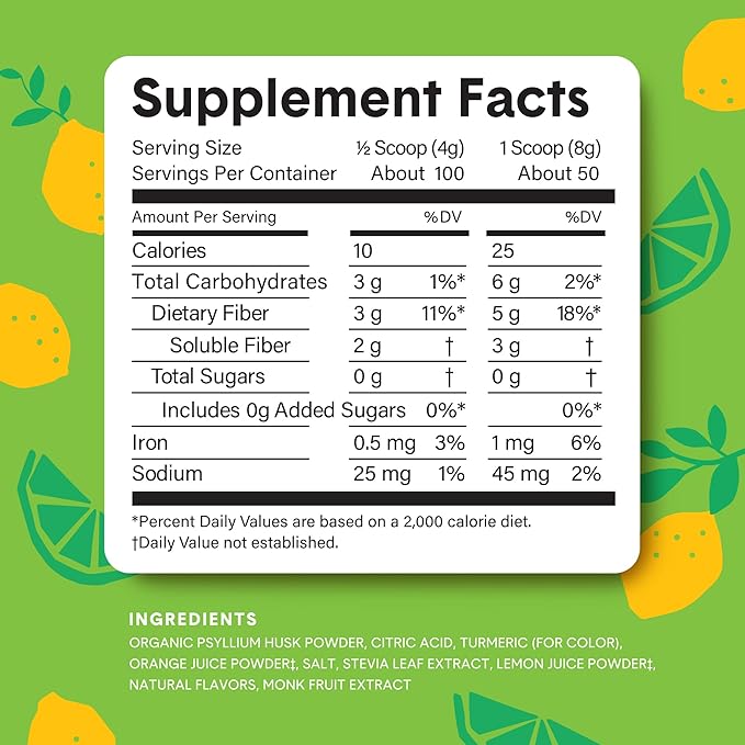 Bellway Super Fiber Powder + Fruit (3 Pack), Sugar Free Organic Psyllium Husk Powder Fiber Supplement for Regularity, Bloating Relief & Gut Health, Non-GMO, Plant-Based, Lemon Lime (150 Servings)
