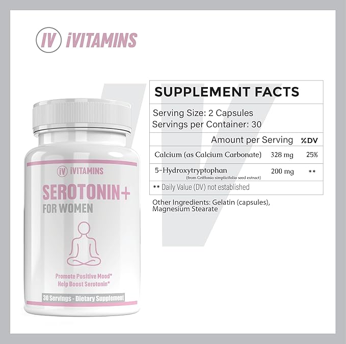 Serotonin Supplements for Women - Supports Healthy Serotonin Levels, Improves Mood, & More - Serotonin Supplement - Mood Support Supplement - Mood Support Supplements Women - 5 HTP - 1 fl oz