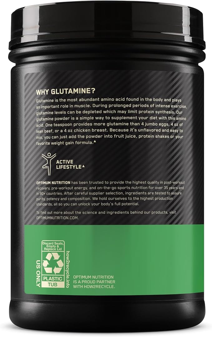Optimum Nutrition L-Glutamine Muscle Recovery Powder, 1000 Gram, 194 Servings (Pack of 1)