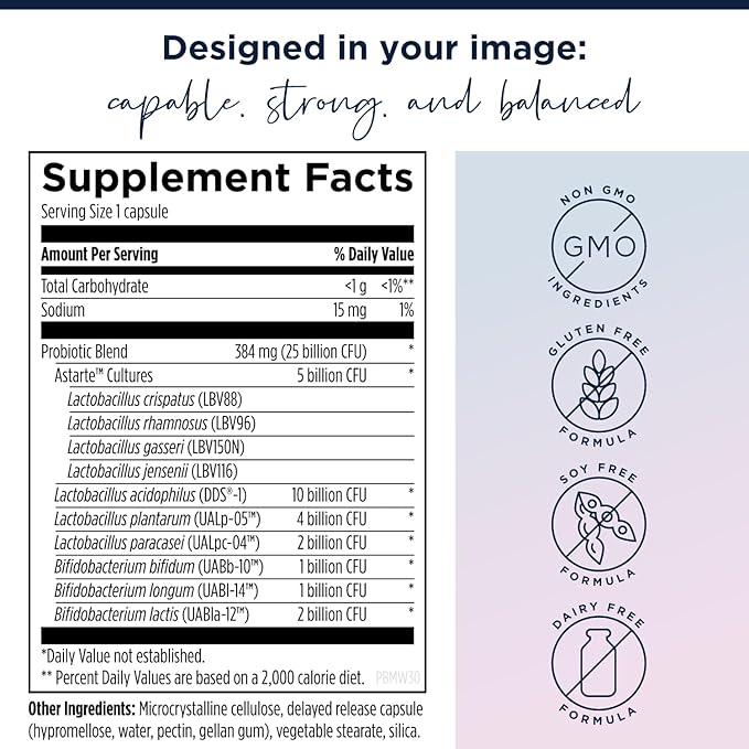 Designs for Health ProbioMed Women - Vaginal Probiotics to Support pH Balance, Vaginal Comfort, Immune Health & Gut Health for Women - Dairy-Free Probiotic (30 Capsules)