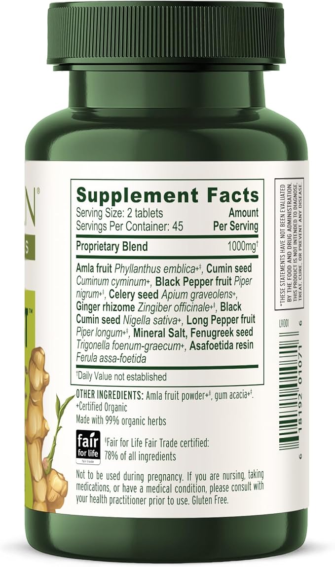 Banyan Botanicals Vata Digest – Organic Digestion Supplement – Warming & Balancing Digestion Aid to Support Comfortable Digestion* – 90 Tablets – Non GMO Sustainably Sourced Vegan