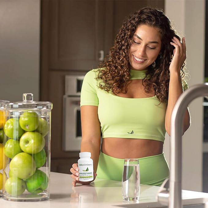 BiOptimizers - MassZymes 4.0 with AstraZyme - Digestive Enzyme Supplement for Better Absorption - Relief from Bloating, Constipation, and Gas - Contains Lipase, Amylase, and Bromelain, 30 Capsules