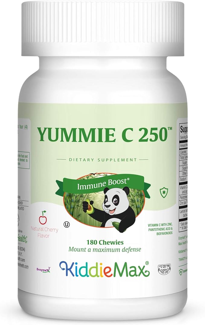Maxi-Health Chewable Vitamin C - Zinc lozenges - Immune Booster - Cherry Flavor - 180 Chewies - Kosher
