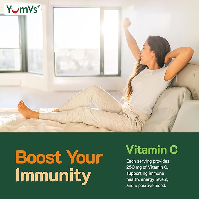 YumVs Vitamin C Gummies for Adults - 250 mg Orange Flavored Vitamin C Gummy - Vitamin C Chewable Immune Gummies for Adults - Immune Support Supplement - Kosher, Halal, Gluten Free (200 Count), 2 Pack