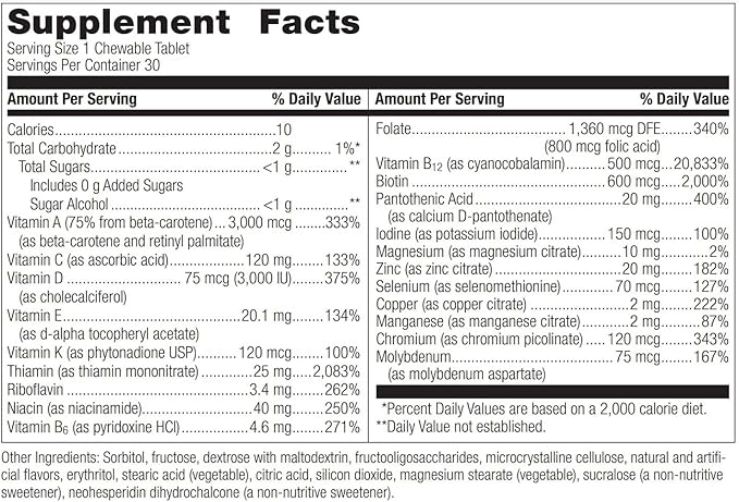 Bariatric Advantage - Chewable Ultra Solo Without Iron - Citrus - 30 Tablets (Pack of 1)