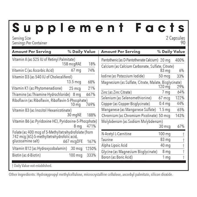 Allergy Research Group - MVM-A with Antioxidants - Complete Multivitamin/Multimineral - 180 Vegetarian Capsules