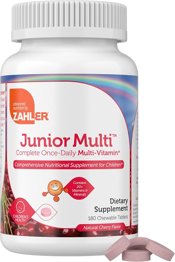 Zahler Kids Multivitamin Chewable Vitamin Tablet - Complete One Daily Kids Vitamins Supplement - Contains 20+ Minerals & Vitamins for Kids & Toddlers - Kosher Multivitamins Cherry Flavor (180)
