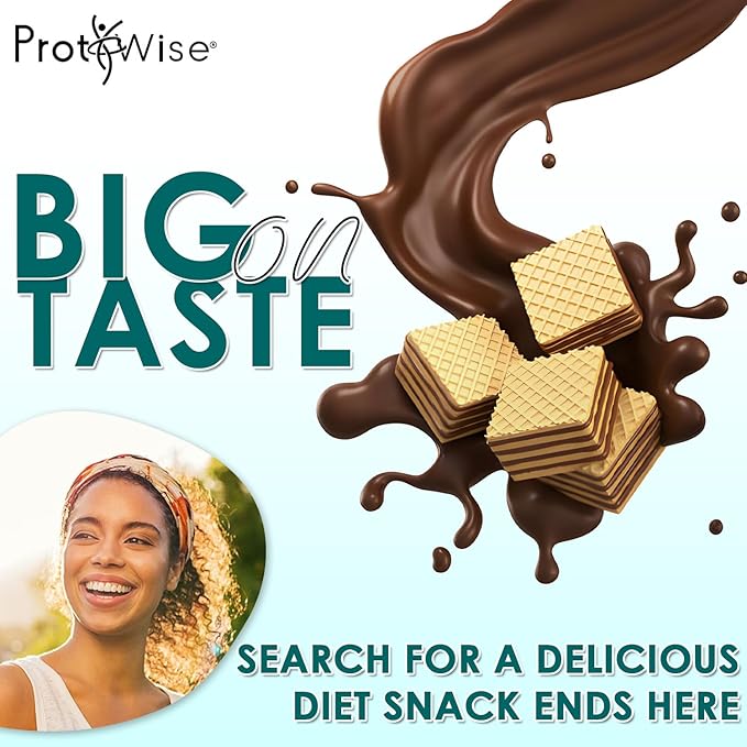 ProtiWise High Protein Wafers | Chocolate | 15g Protein Per Serving, Low Carb, Low Sugar, High Fiber Snack | Gluten-Free, Keto-Friendly Diet for Hunger Control & Weight Loss | 5/Box