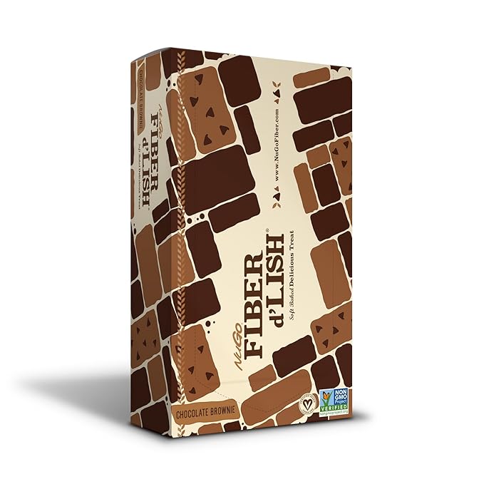 NuGo Fiber d'Lish Chocolate Brownie, 12g High Fiber, Vegan, 150 Calories, 16 Count