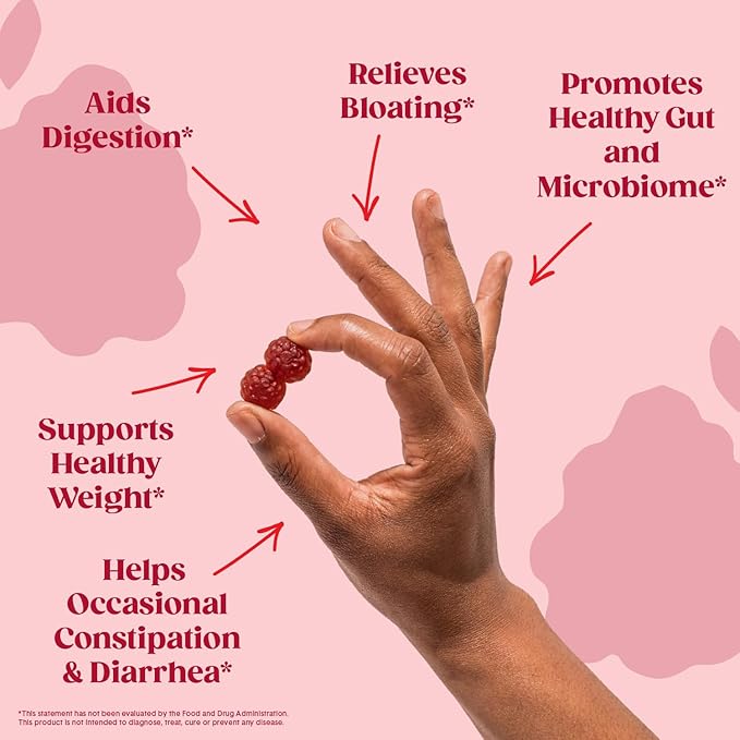 Bellway Super Fiber Gummies for Adults (5 Pack) - Sugar Free Organic Fiber Supplement Gummies with 4g of Fiber per Serving - Prebiotic Chicory Root Fiber for Gut Health, Raspberry Lemon, 300 Count