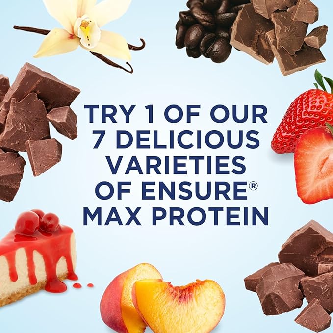 Ensure Max Protein Shake | Milk Chocolate | Ready to Drink | 30g Protein for Muscle Building | 1g Sugar, 4g Fiber | 11 fl oz - 12 Pack