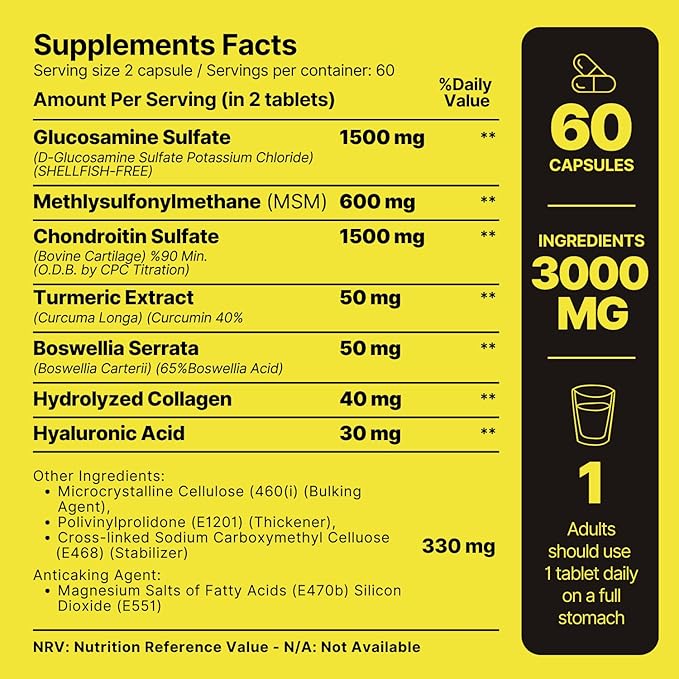 glucosamine + Collagen + chondroitin + msm + hyaluronic Acid Extra Strong Tablet