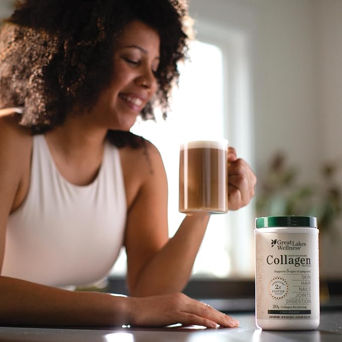 Great Lakes Wellness Collagen Peptides Powder for Skin, Hair, Nails, Joints & Digestion - Unflavored - Quick Dissolve Hydrolyzed, Non-GMO, Keto, Kosher - 16oz - 4 Pack - Packaging May Vary