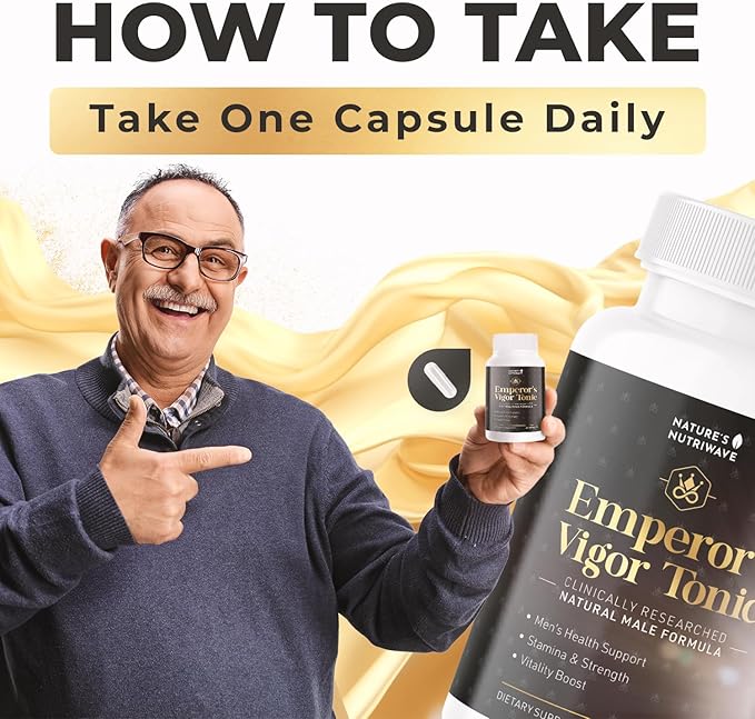 Emperor's Vigor Tonic - Original Supplements for Men's Health - 100% Natural, Non-GMO, Made in The USA, 6 Month Supply
