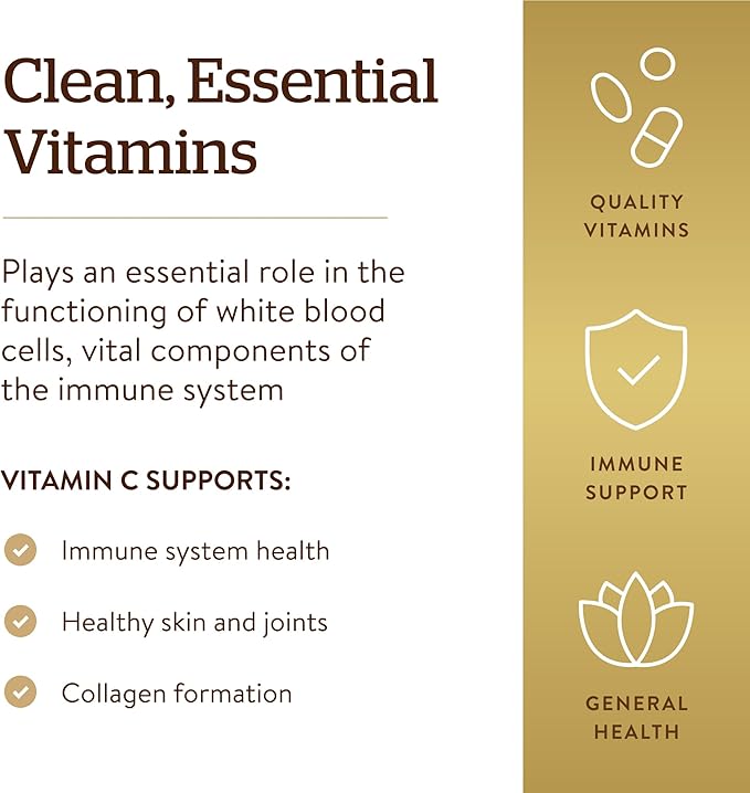 Solgar Vitamin C 1000 mg, 250 Vegetable Capsules - Antioxidant & Immune Support - Overall Health - Healthy Skin & Joints - Bioflavonoids Supplement - Non GMO, Vegan, Gluten Free, Kosher - 250 Servings