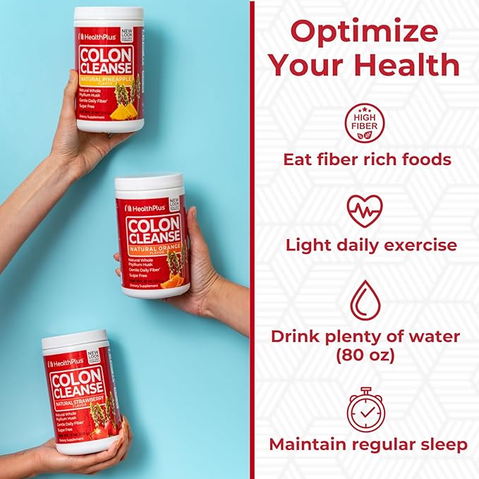 Health Plus Colon Cleanse Digestive Support | Natural Sweetener without Artificial Flavors | Daily Fiber for Toxin Elimination To Reduce Bloating | Orange Flavor | 9 Ounces, 36 Servings