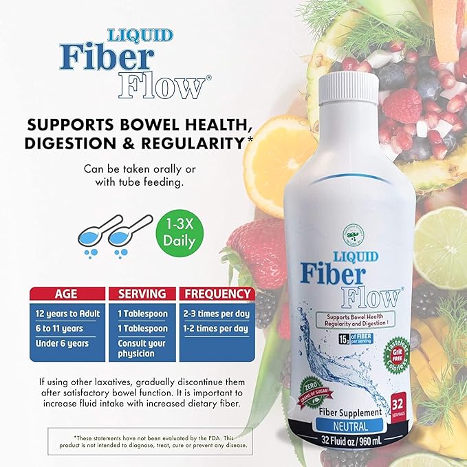 Nutritional Designs Liquid Fiber Flow Sugar-Free Prebiotic Inulin Fiber Supplement, All Natural Bowel Regularity Drink for Healthy Intestinal Balance (Liquid)