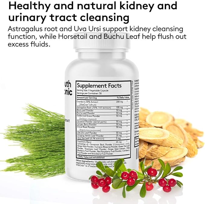 Youth & Tonic 15 Day Colon & Kidney Cleanse – Full Body Detox Pills for Bloating, Gut, Bladder, Urinary Tract & Kidney Flush Support – Senna & Cranberry Herbal Supplement, 60 Pills for Men & Women