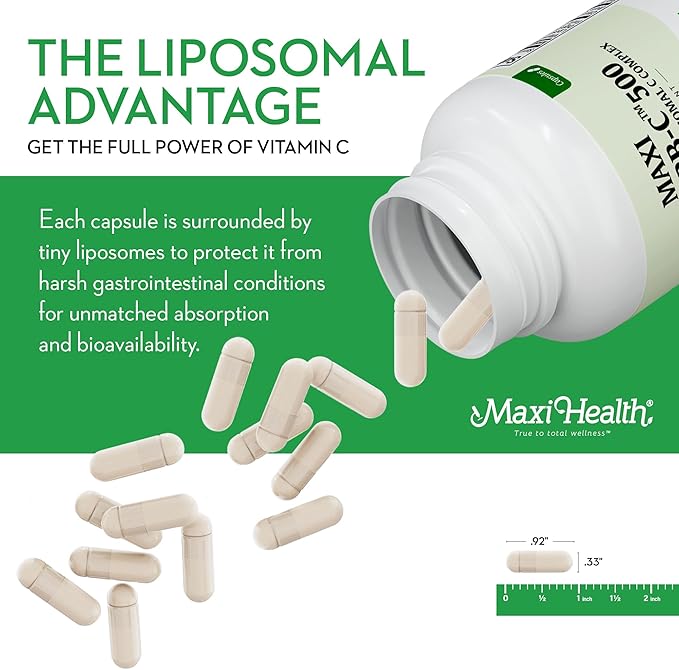 Liposomal Vitamin C - Liposomal VIT C - 500mg Capsules with Digestive Blend - Highly Absorbable High Dose VitaminC - Non GMO Kosher Vegetarian Doctor-Formulated Immune Support Supplement (90 Count)