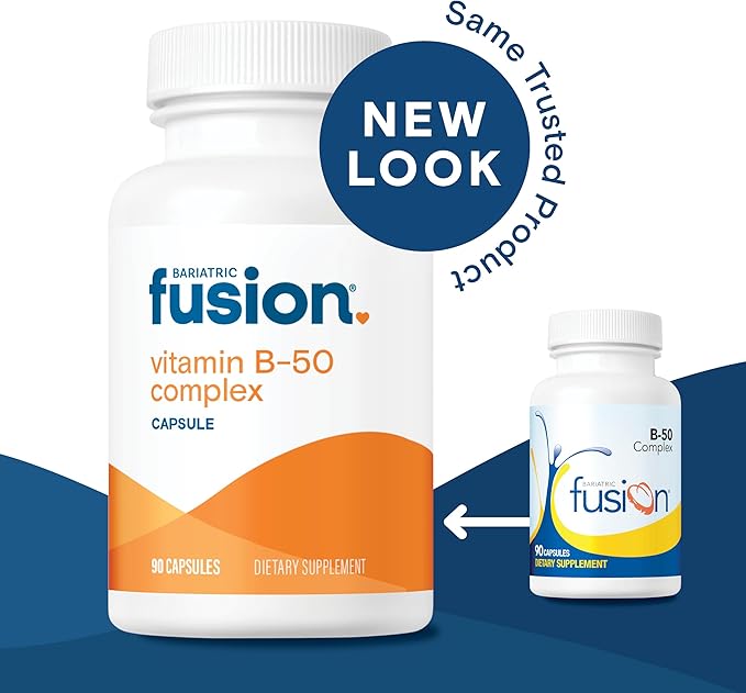 Bariatric Fusion Vitamin B-50 Complex | Vegan B Complex Vitamins for Women and Men | Easy to Swallow Vitamin B Complex Capsule | 8 B Vitamins Including Vitamin B12 | 90 Count | 3 Month Supply
