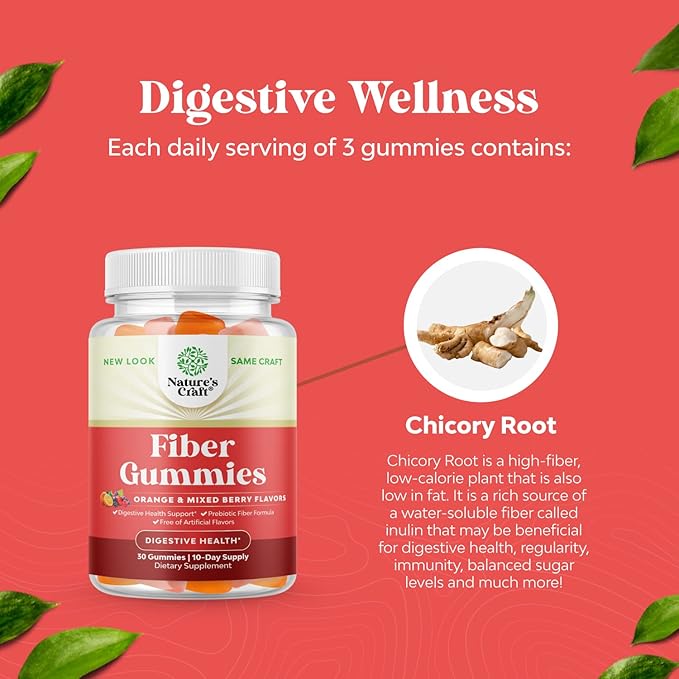 Tasty Prebiotic Fiber Gummies for Adults - High Fiber Supplement Gummies Vitamins for Adults with Prebiotic Soluble Chicory Root for Immunity and Digestive Support - Non GMO Vegan Halal 30 Count